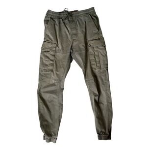 H&M Slim Fit Cargo Jogger Pants Khaki Olive Green Men's Size M Drawstring